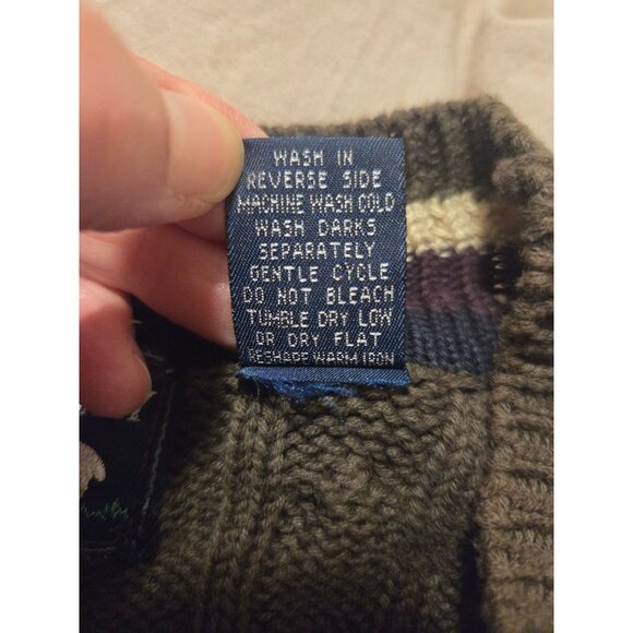 VTG Mens V-Neck Tennis Sweater Cable Knit L 100% Cotton - Picture 7 of 8